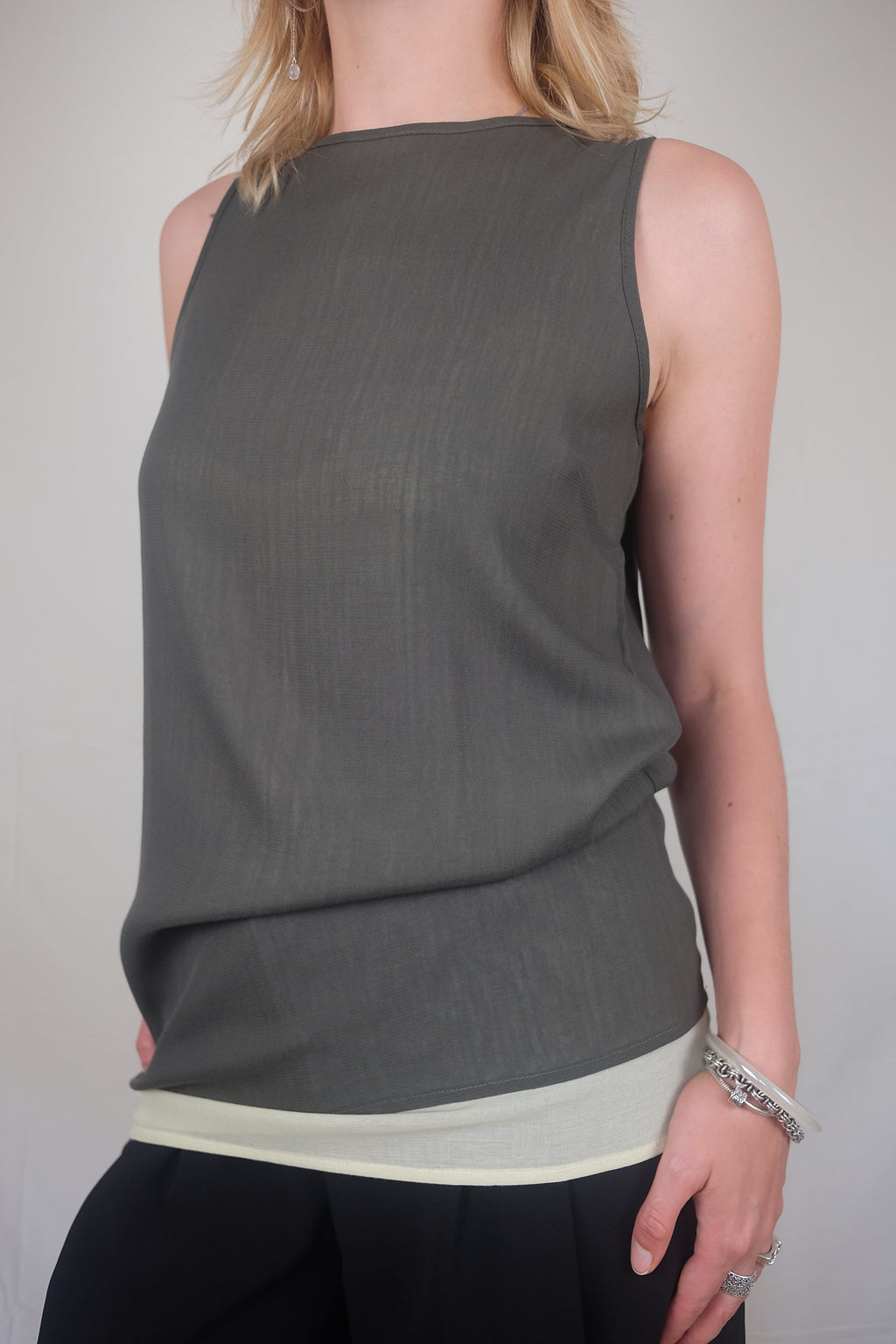 green layered Kreymborg top