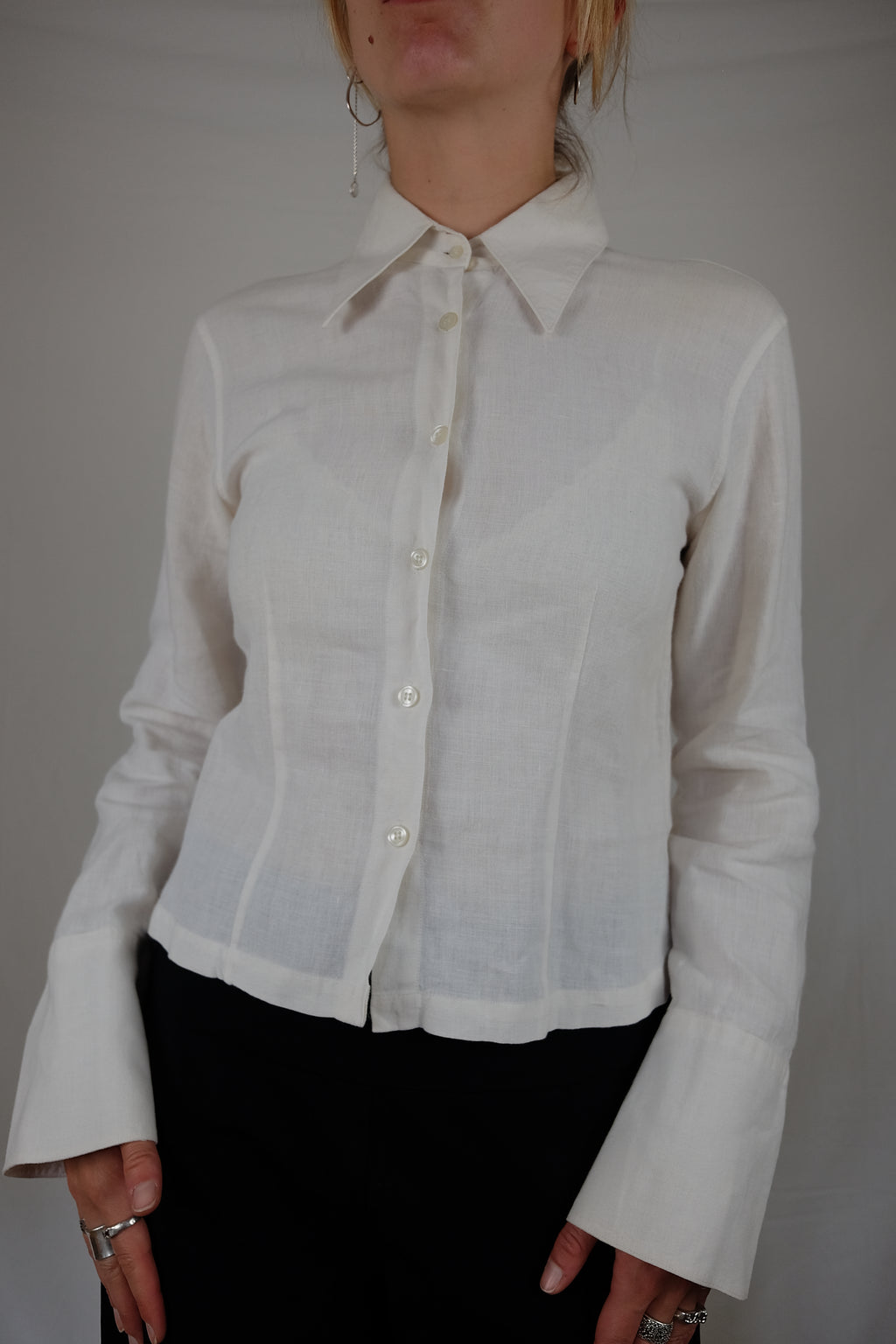white button-up Olivier Strelli blouse
