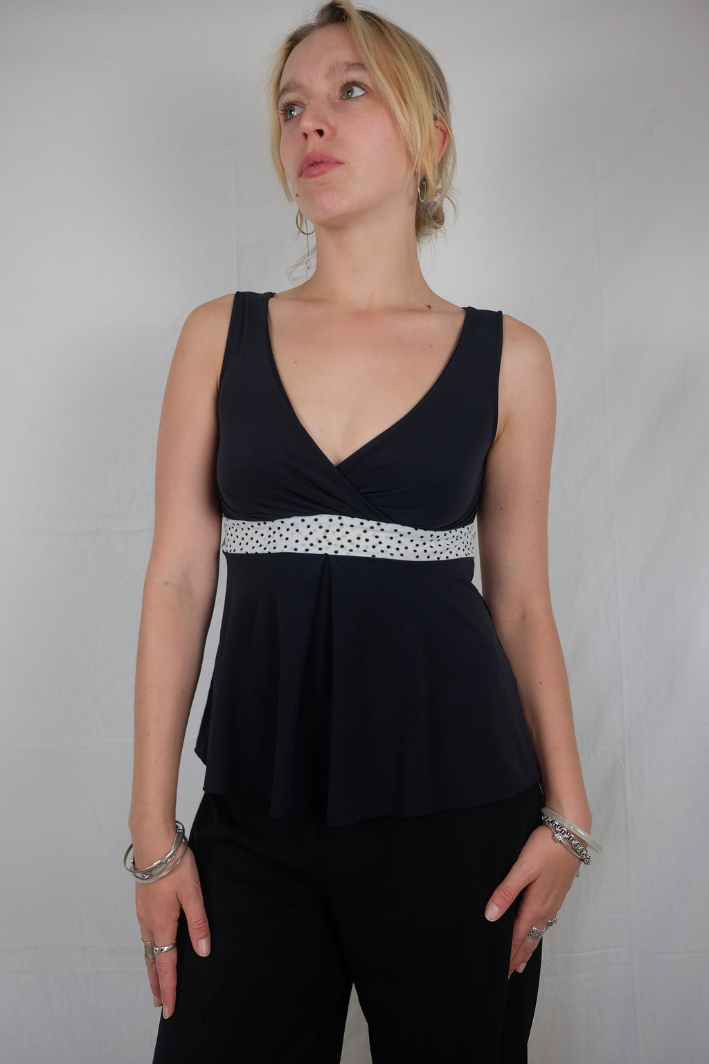 blue Inèd blouse with polka dots