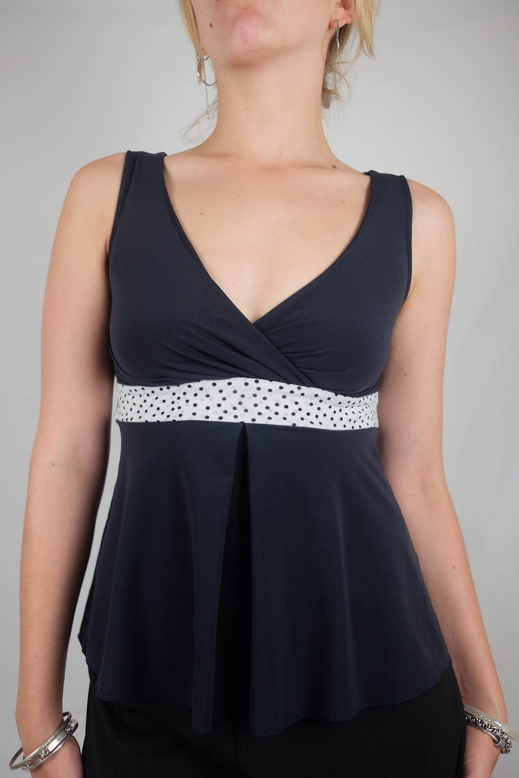 blue Inèd blouse with polka dots