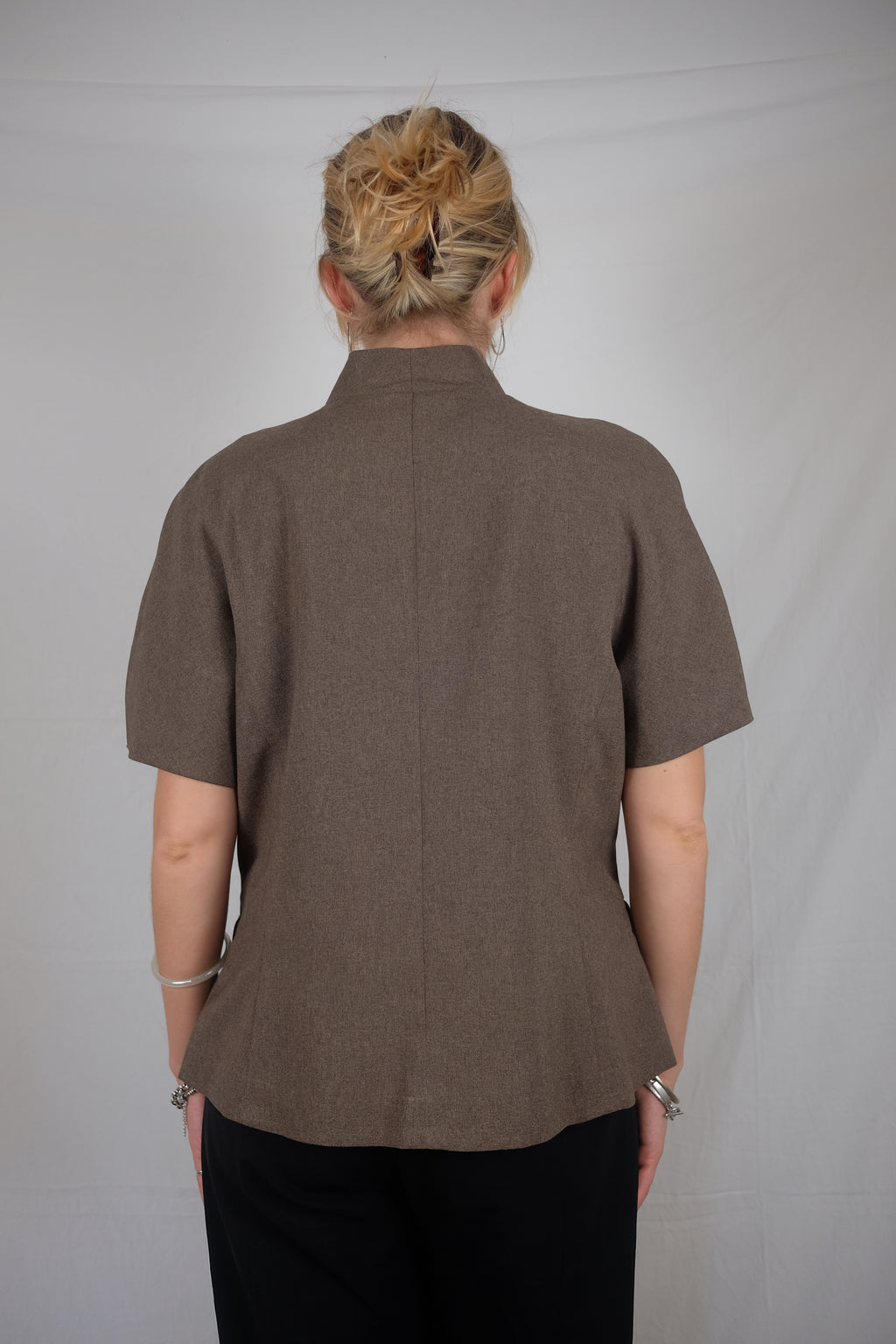brown short sleeve vest