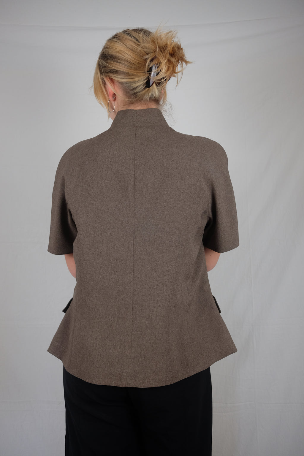 brown short sleeve vest