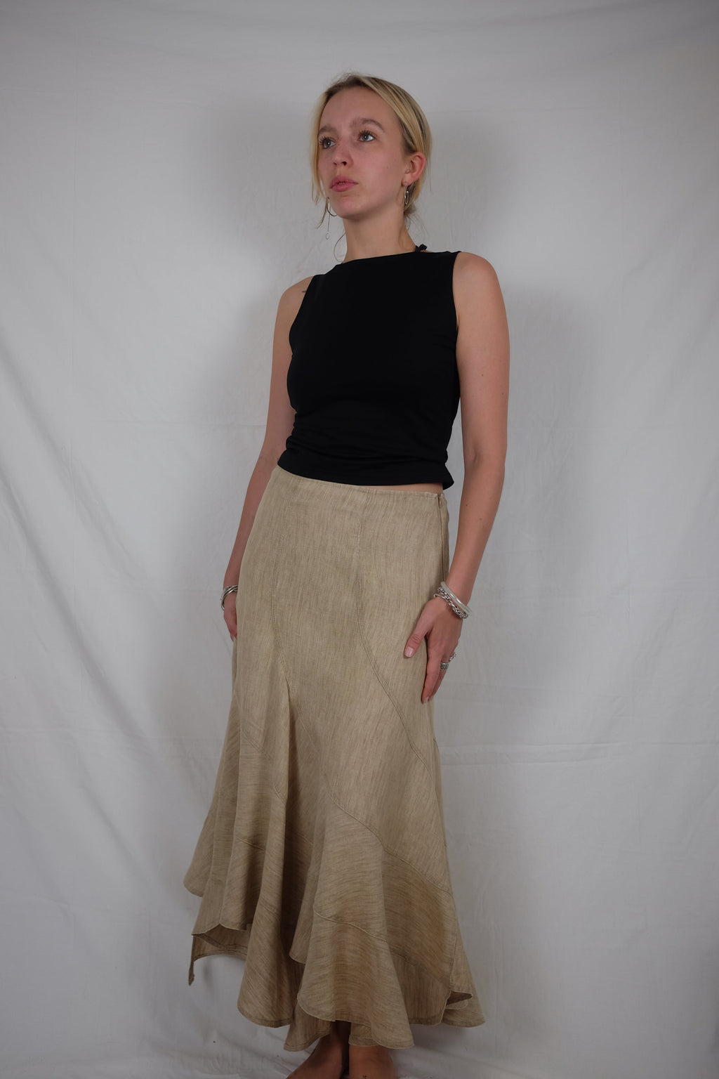 long beige flowy Summum skirt