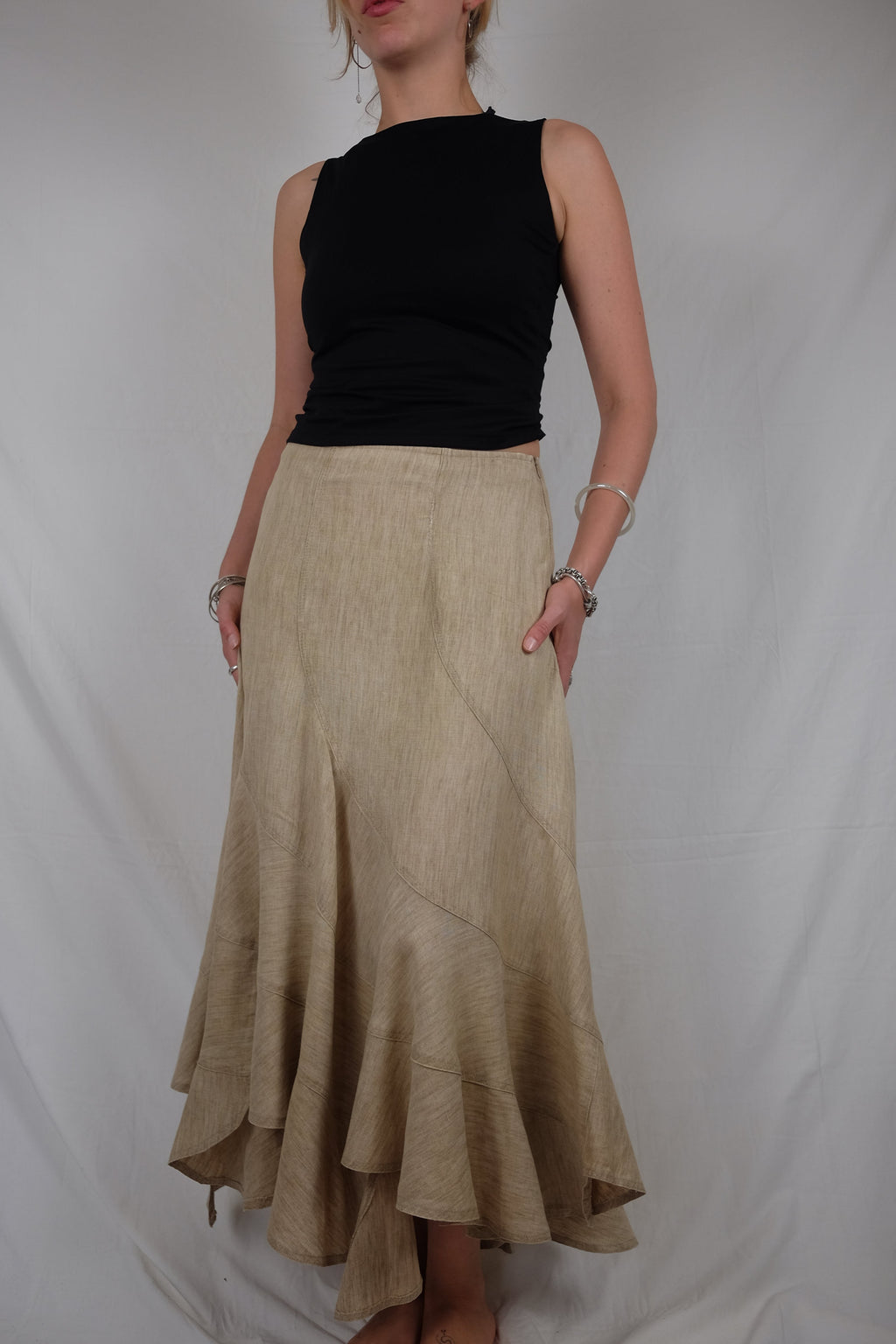 long beige flowy Summum skirt