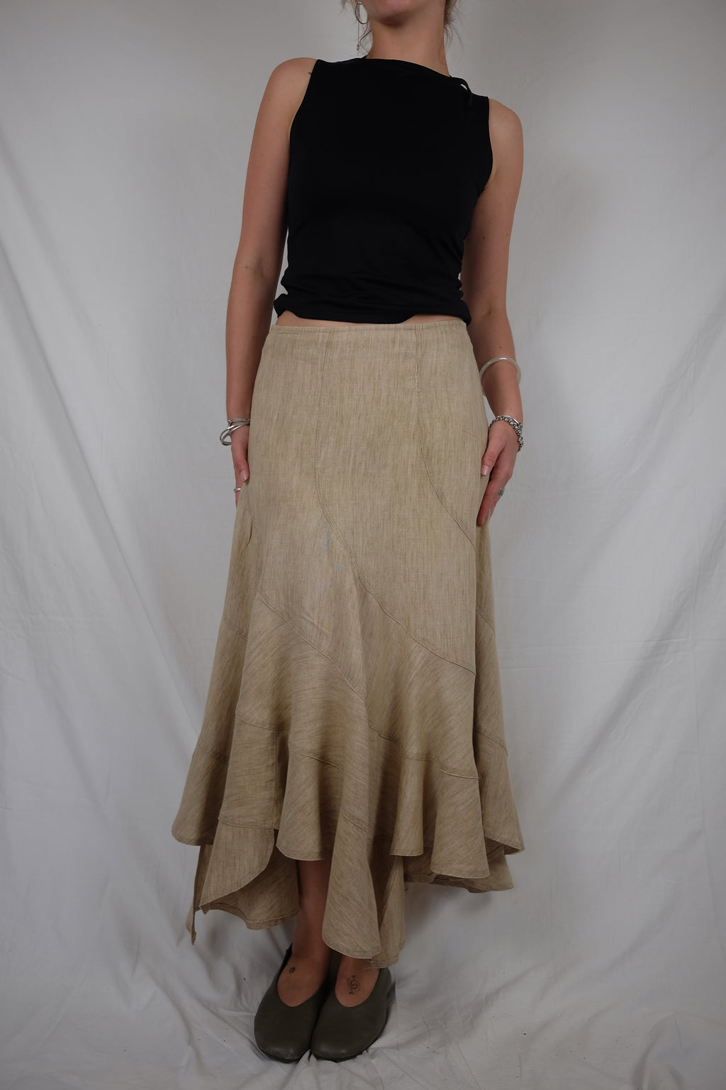 long beige flowy Summum skirt