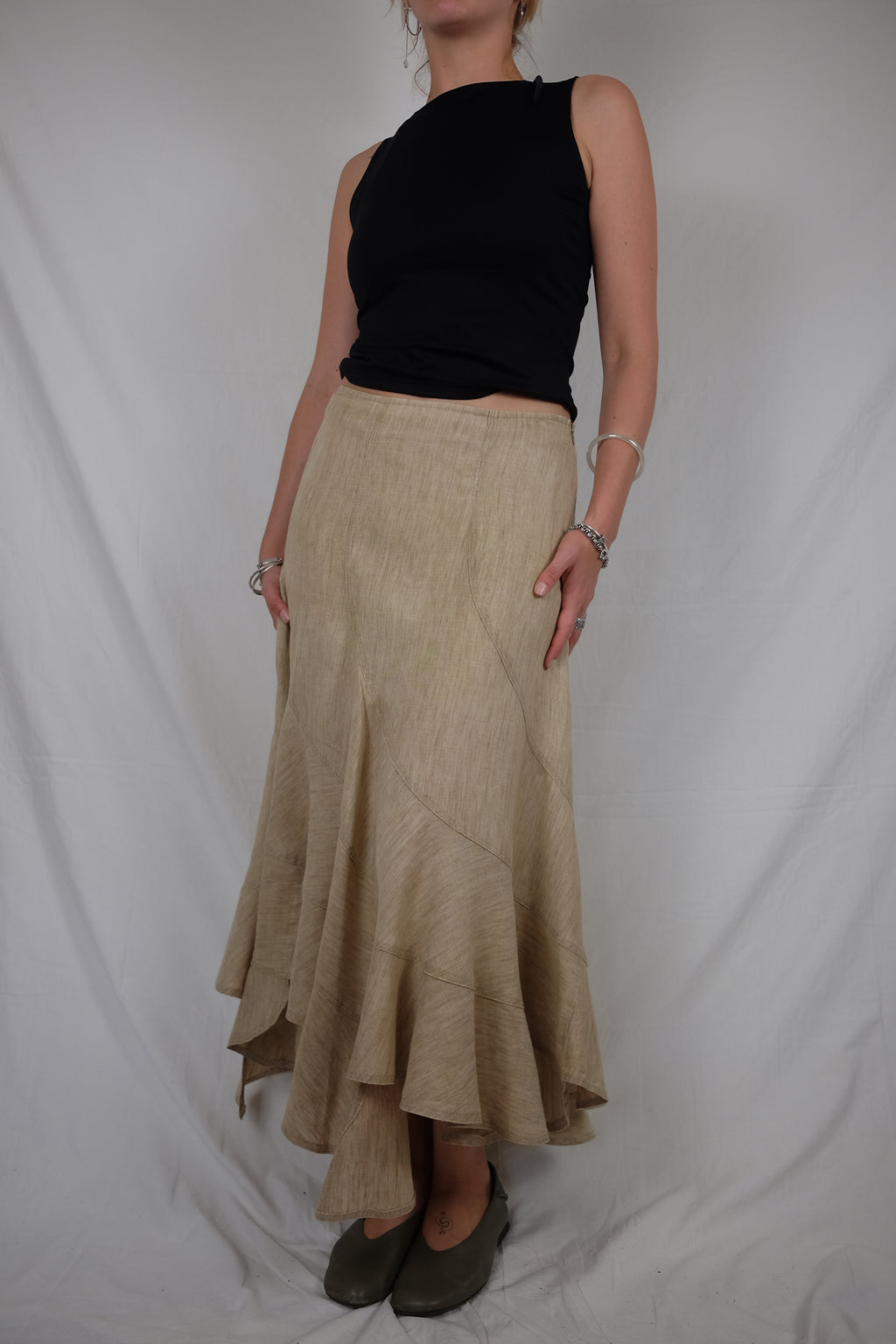 long beige flowy Summum skirt