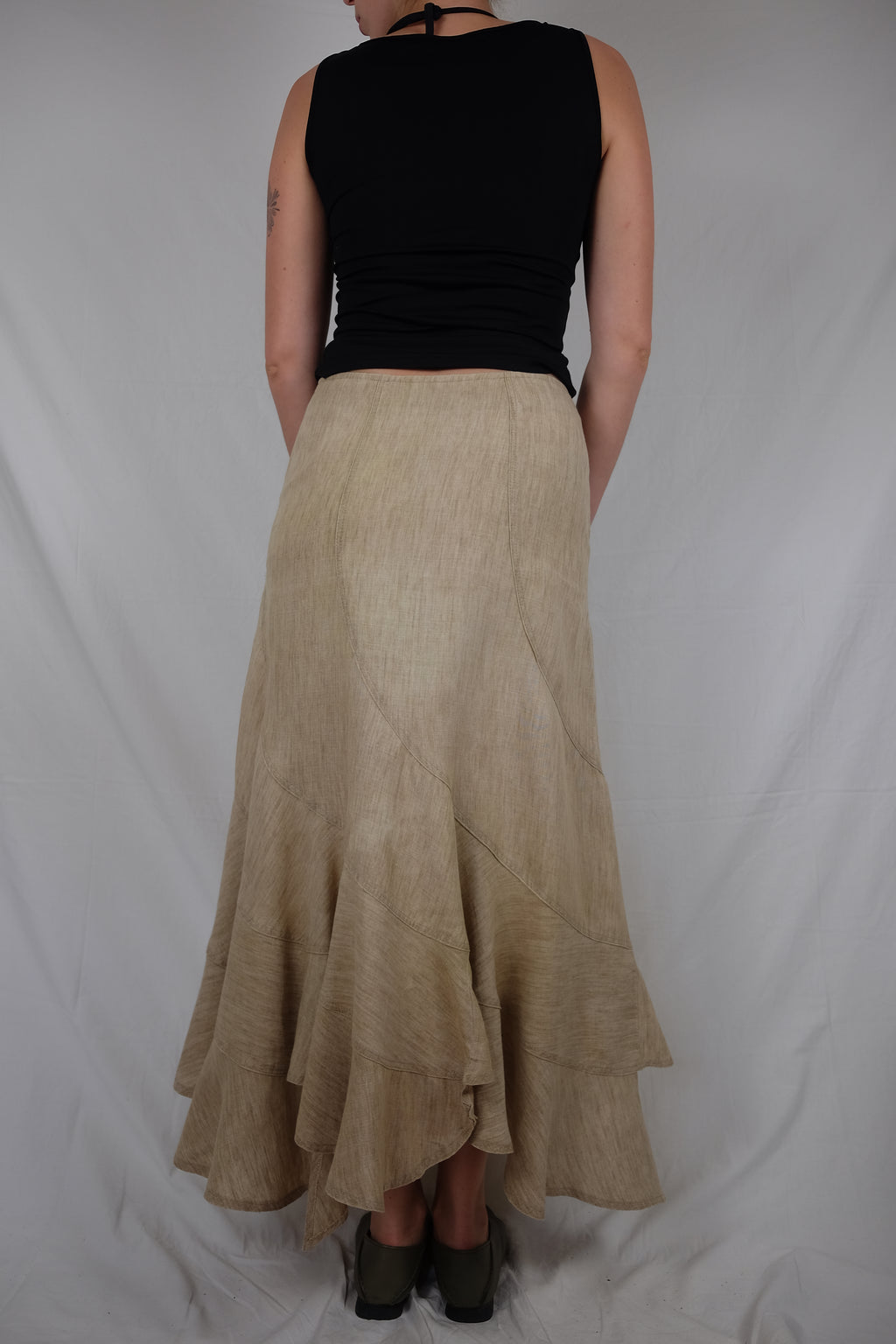 long beige flowy Summum skirt
