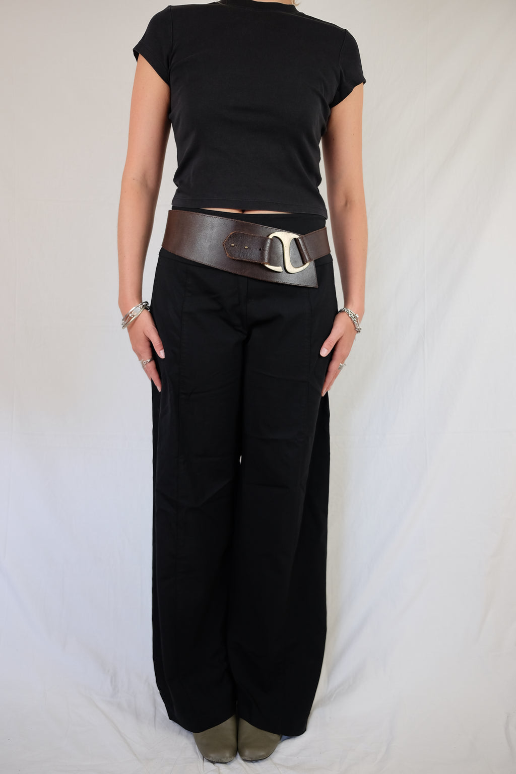 brown leather belt