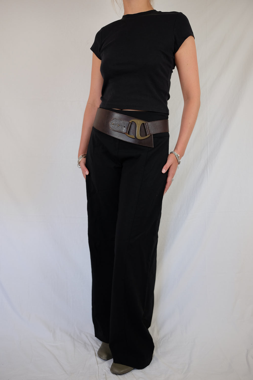 brown leather belt