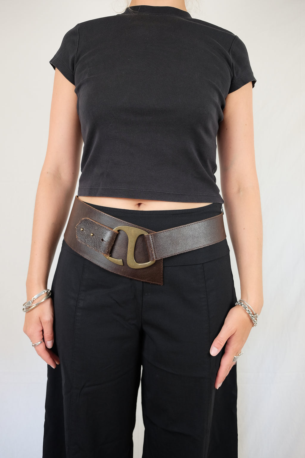 brown leather belt