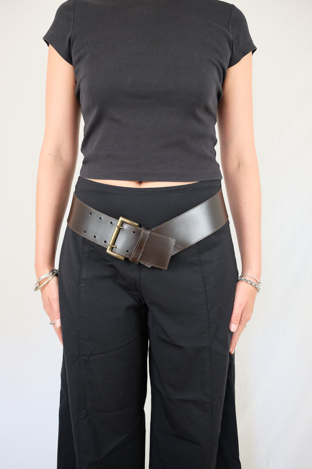 brown leather belt