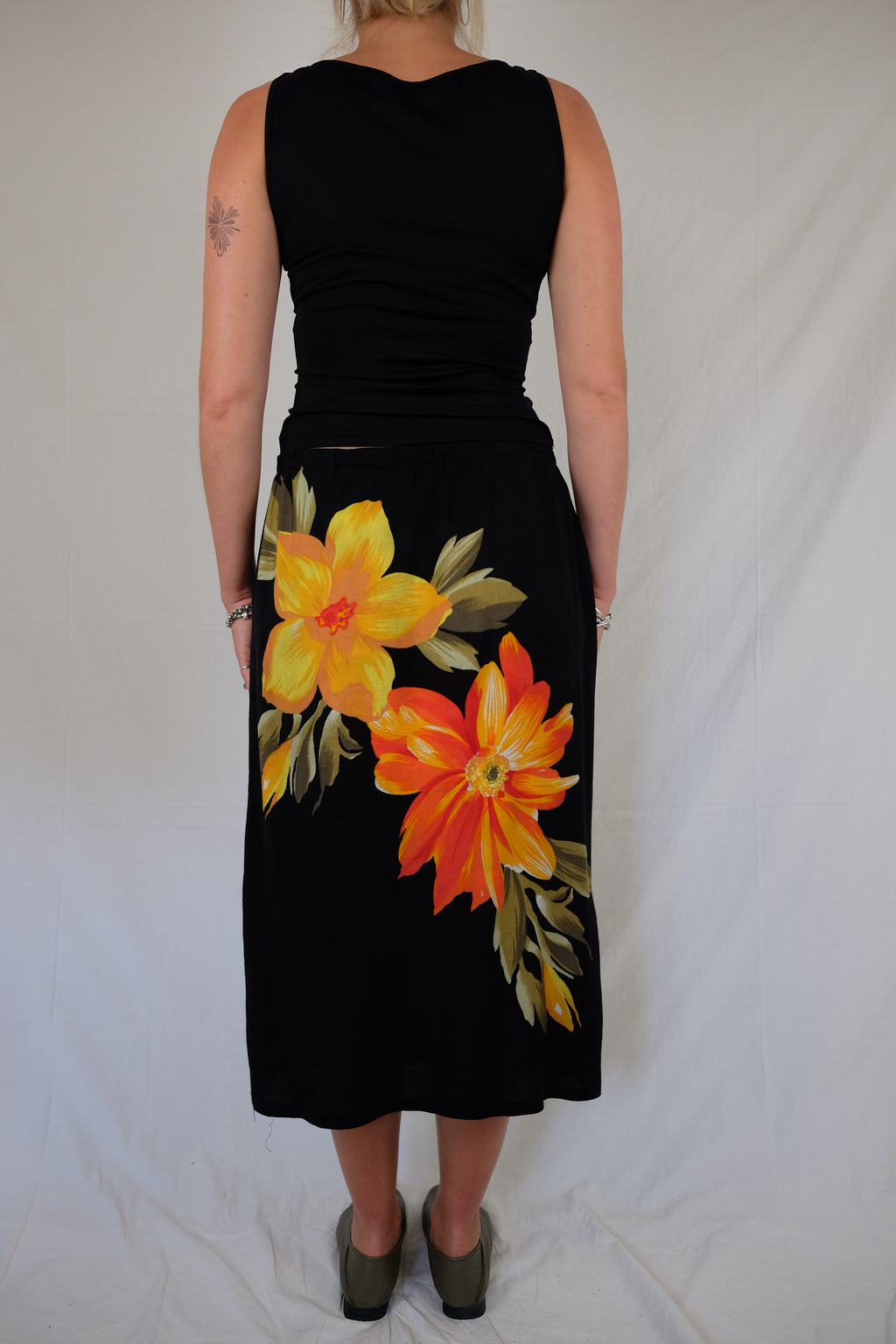 black flower skirt