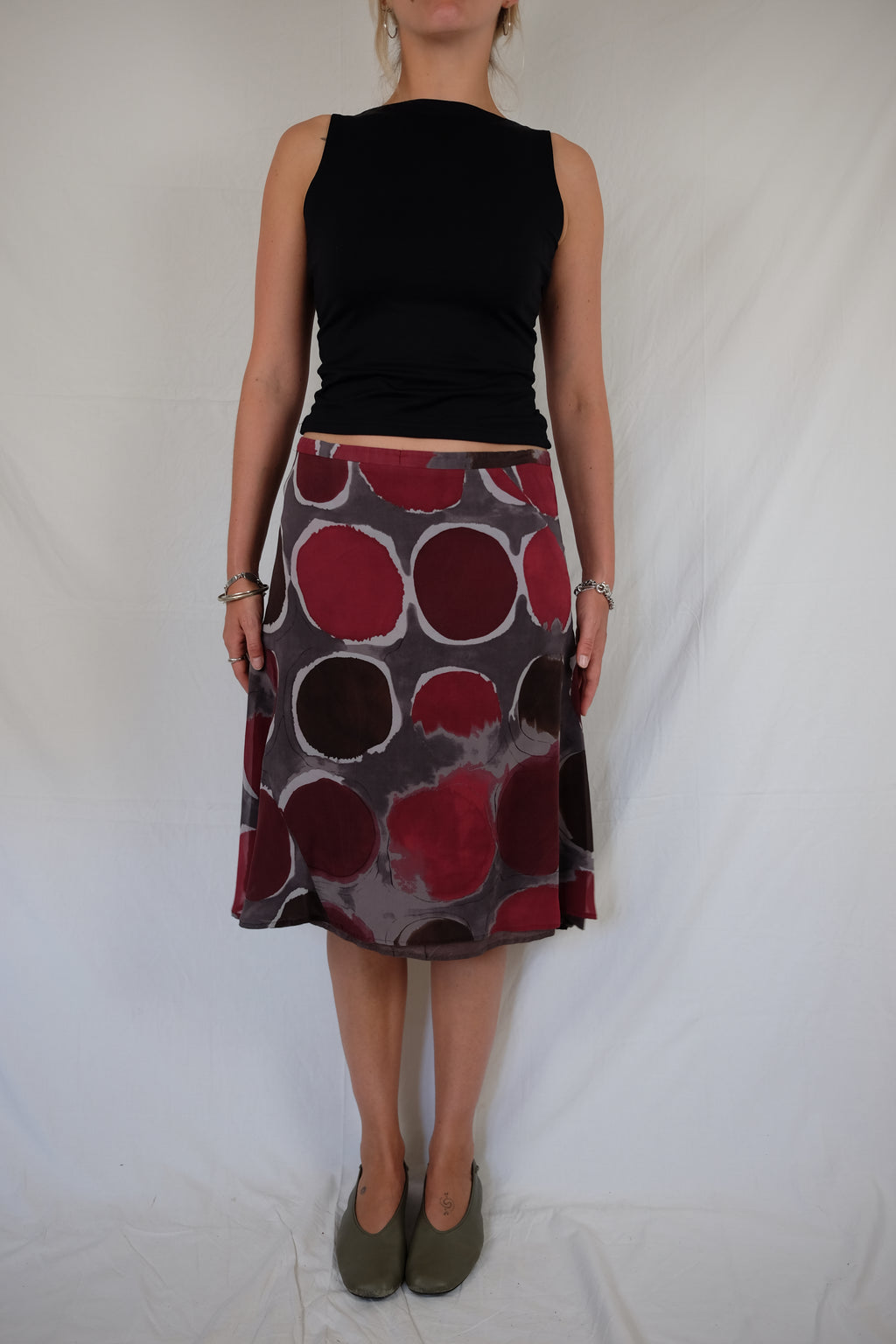 purple silk Bruphils midi skirt