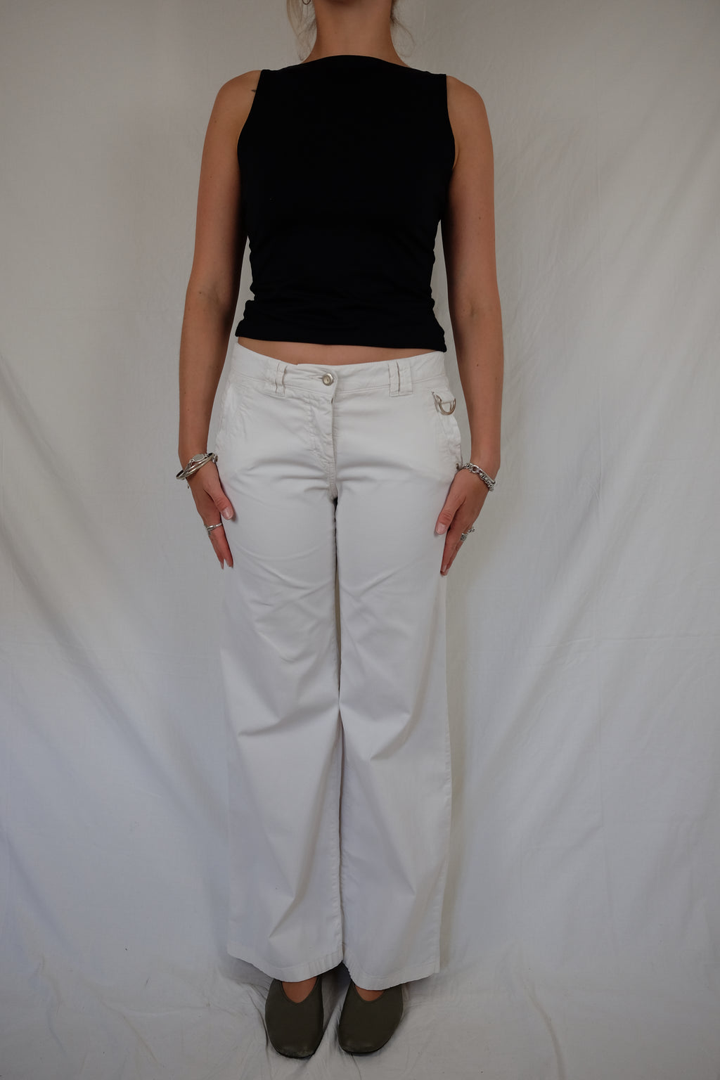 white low rise Trussardi pants