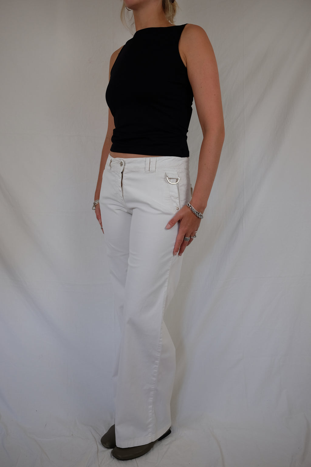 white low rise Trussardi pants