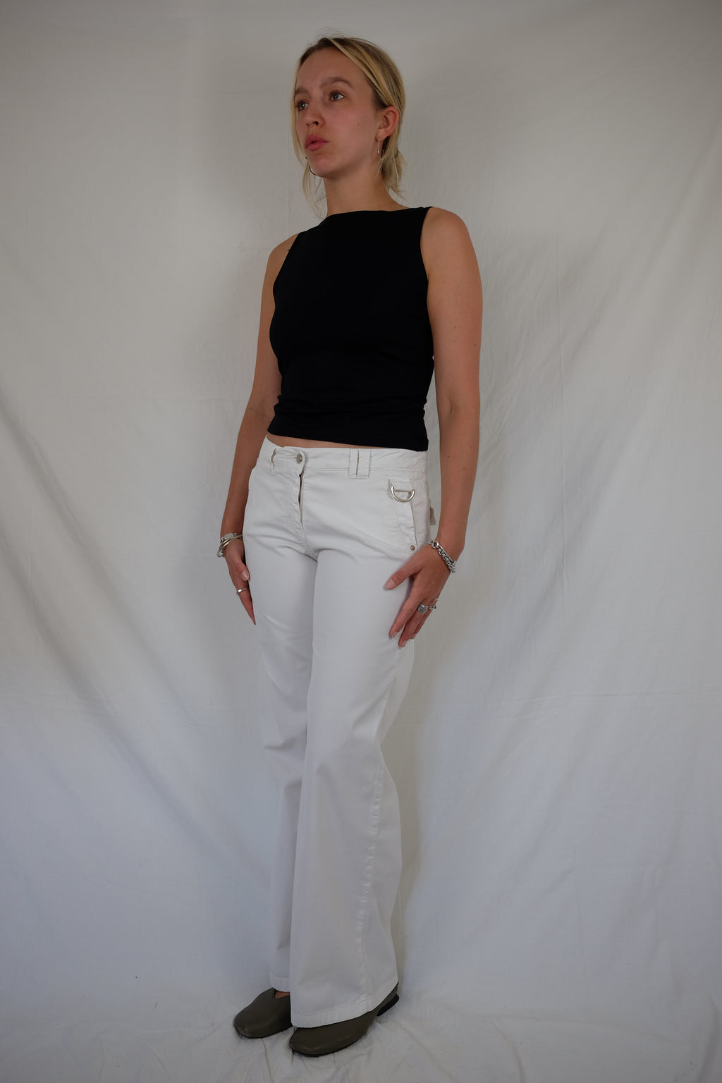 white low rise Trussardi pants