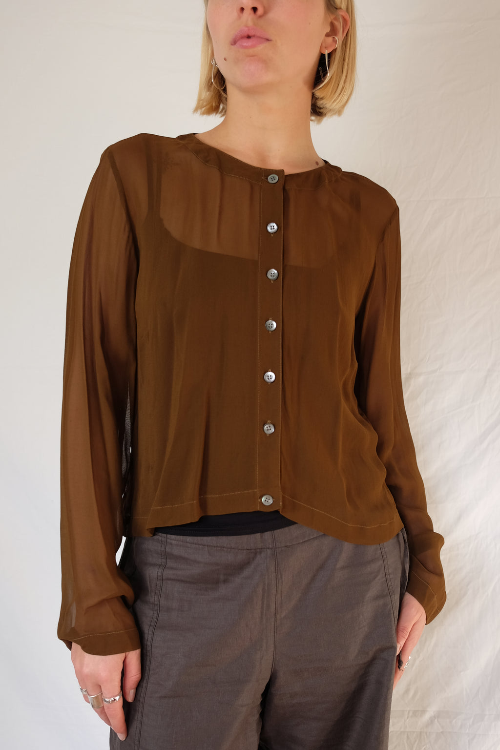 brown see-through Olivier Strelli blouse
