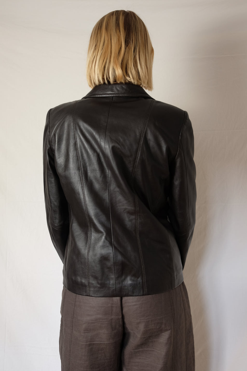 brown leather jacket
