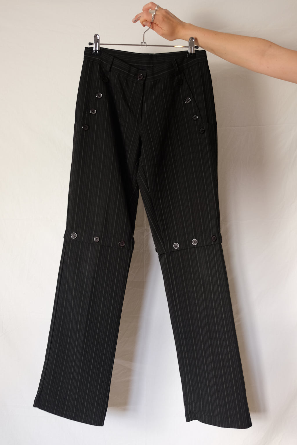 striped black pants