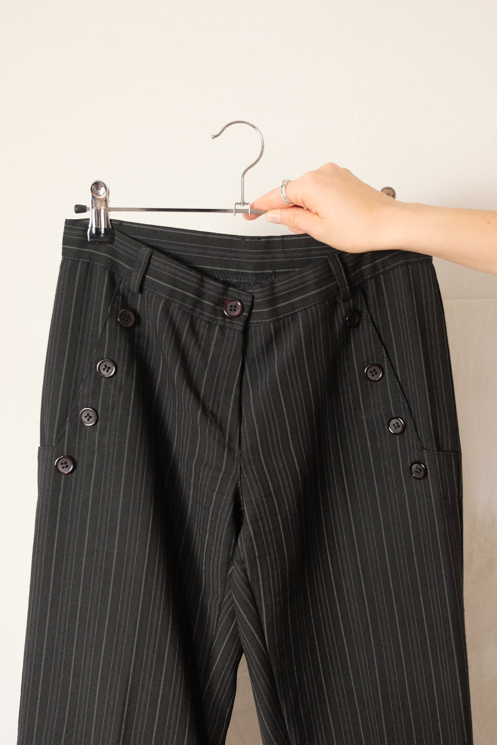 striped black pants