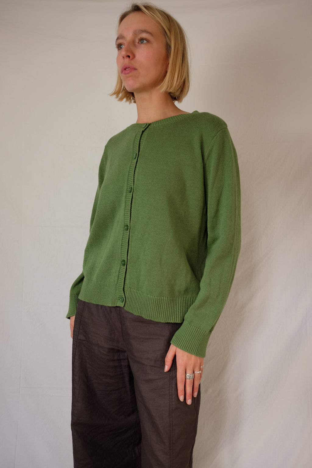 green Blancheporte button-up sweater