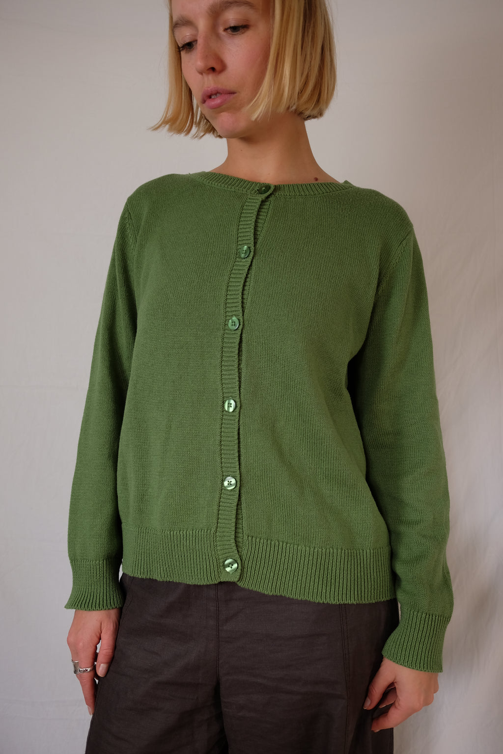 green Blancheporte button-up sweater