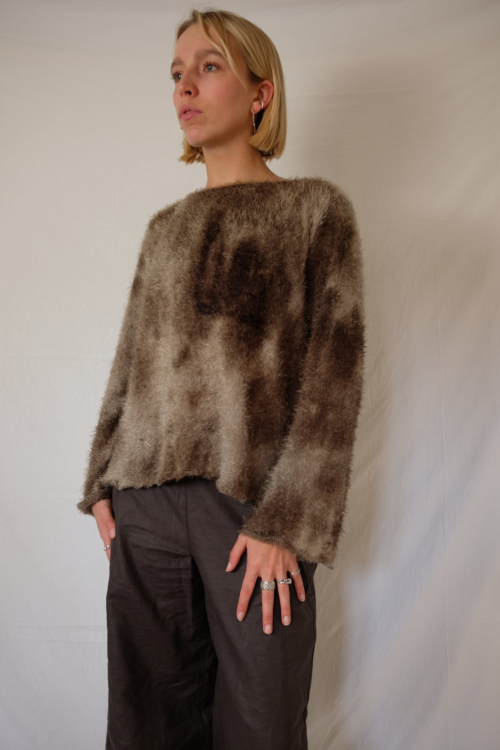 brown / khaki furry Signe Nature sweater