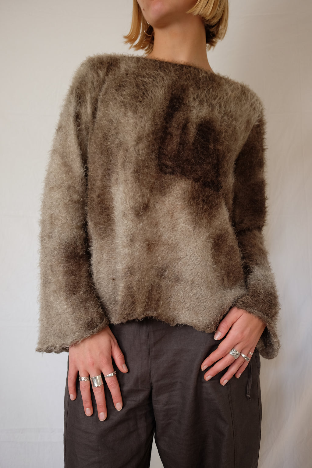 brown / khaki furry Signe Nature sweater