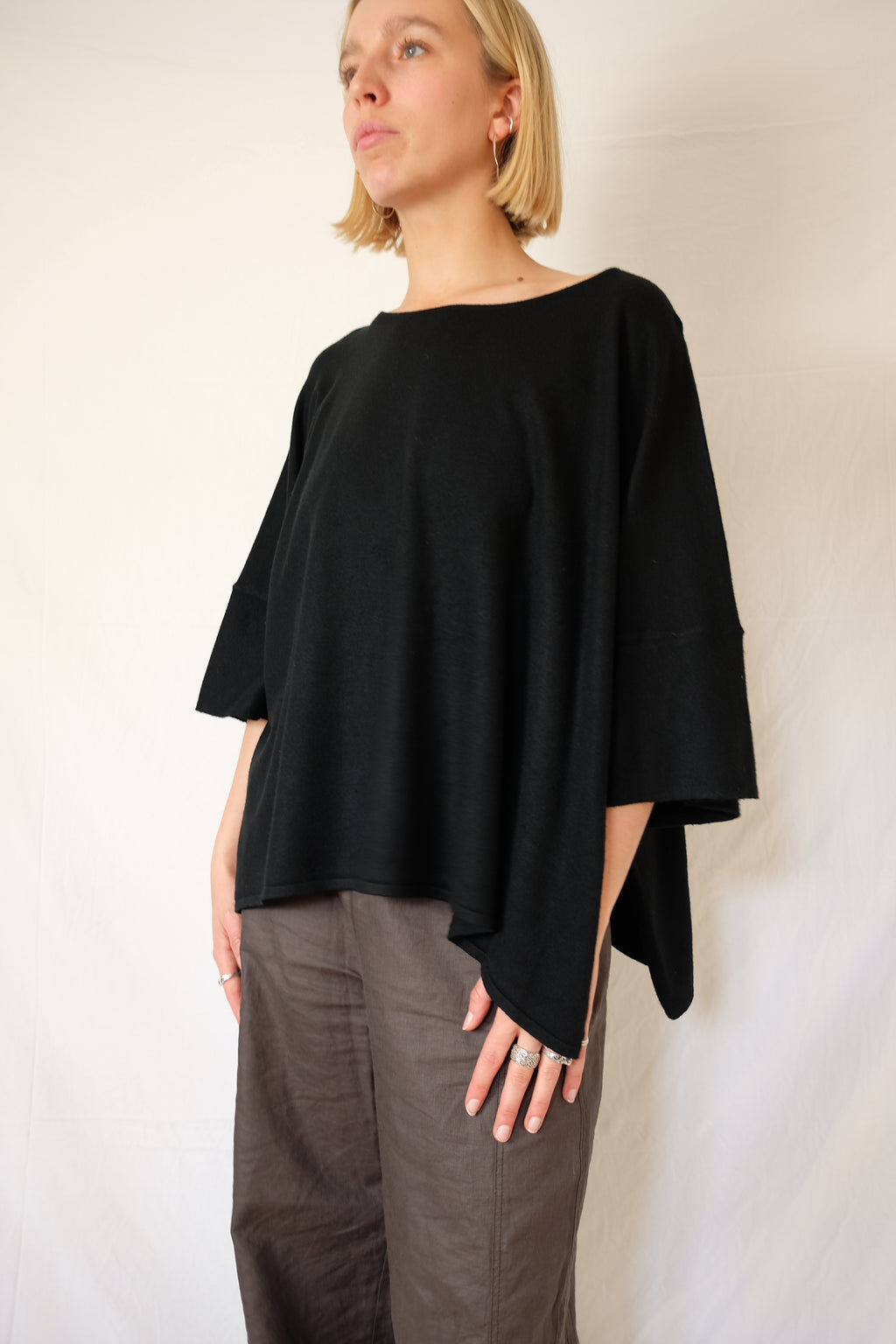 black flowy shirt