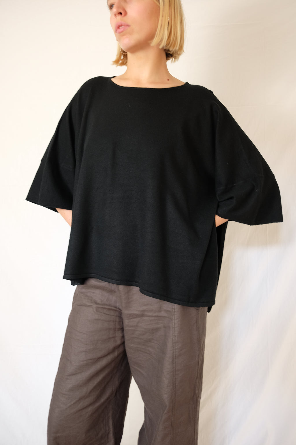 black flowy shirt