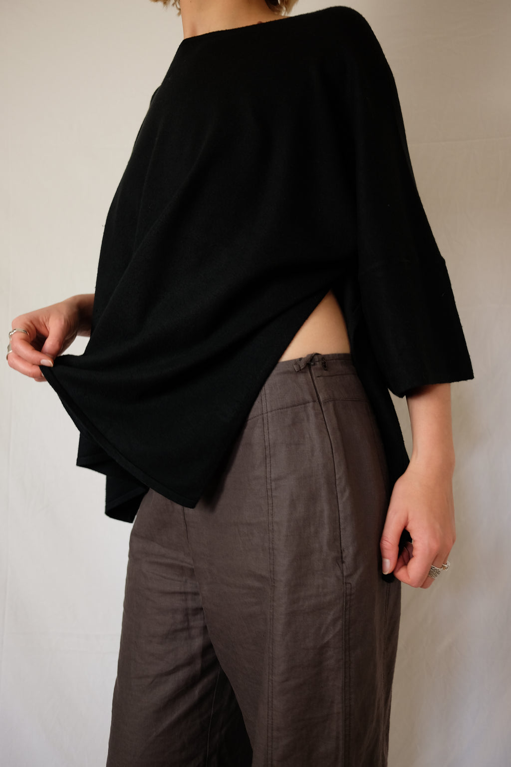 black flowy shirt