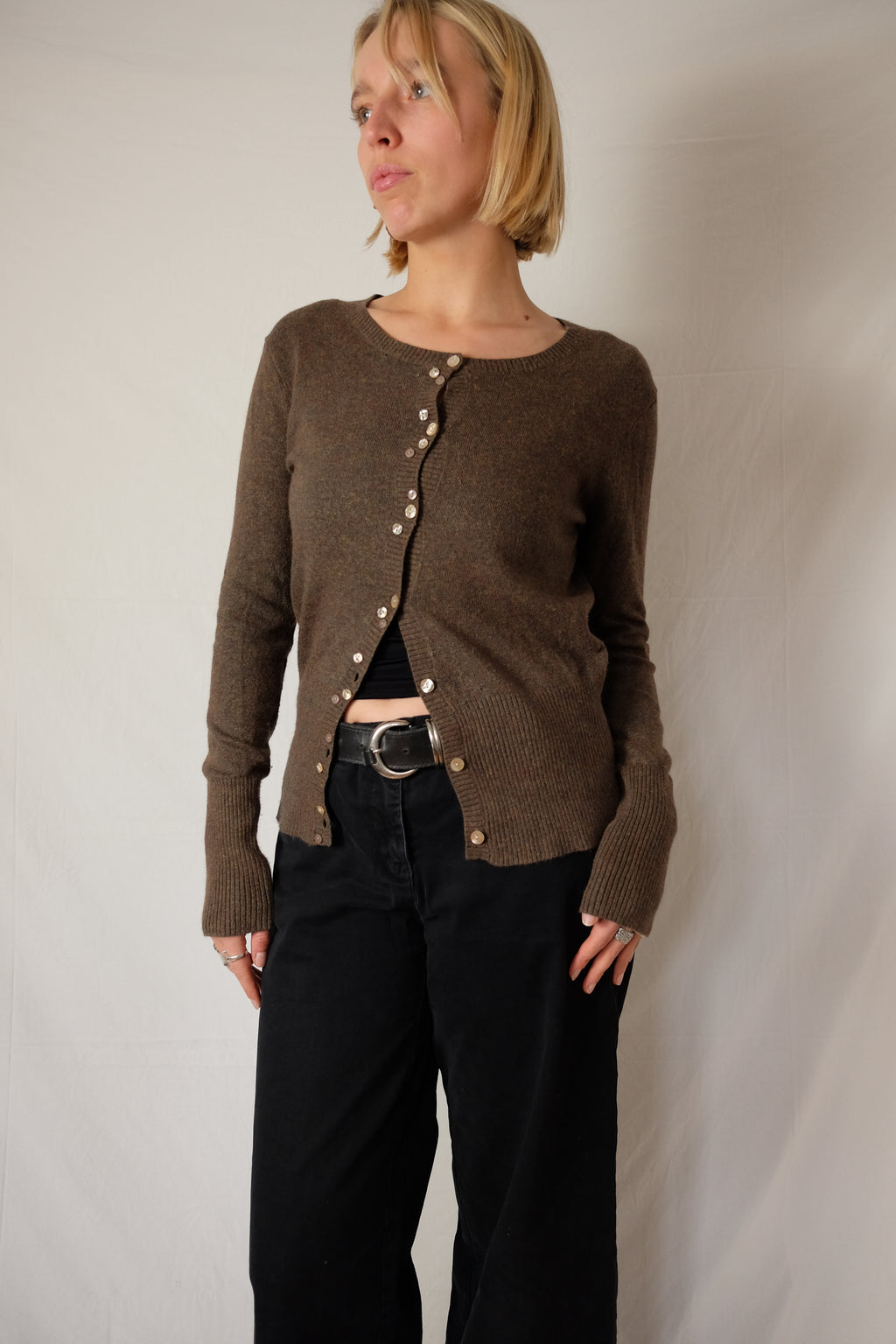 brown / khaki Part Two button-up sweater