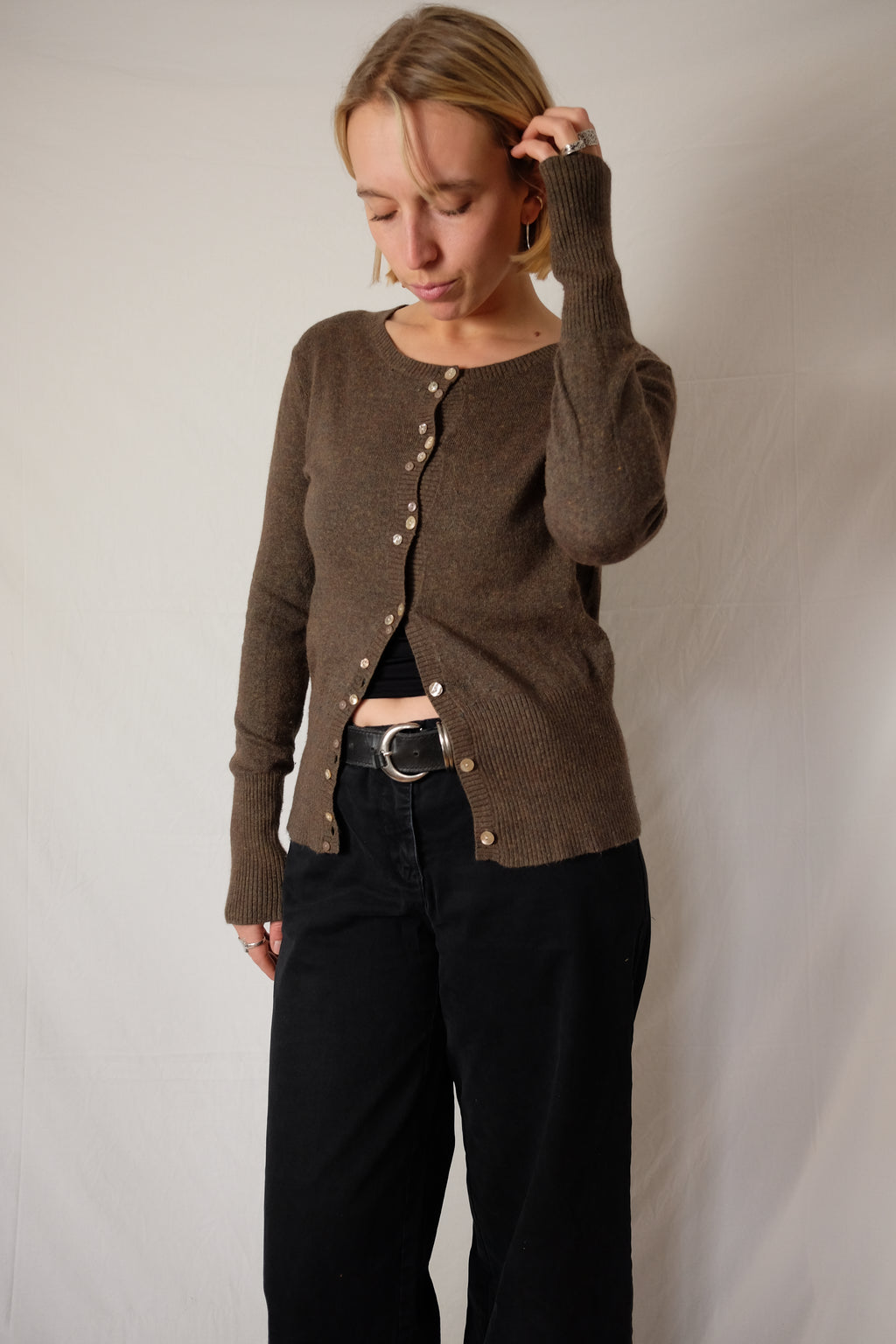 brown / khaki Part Two button-up sweater
