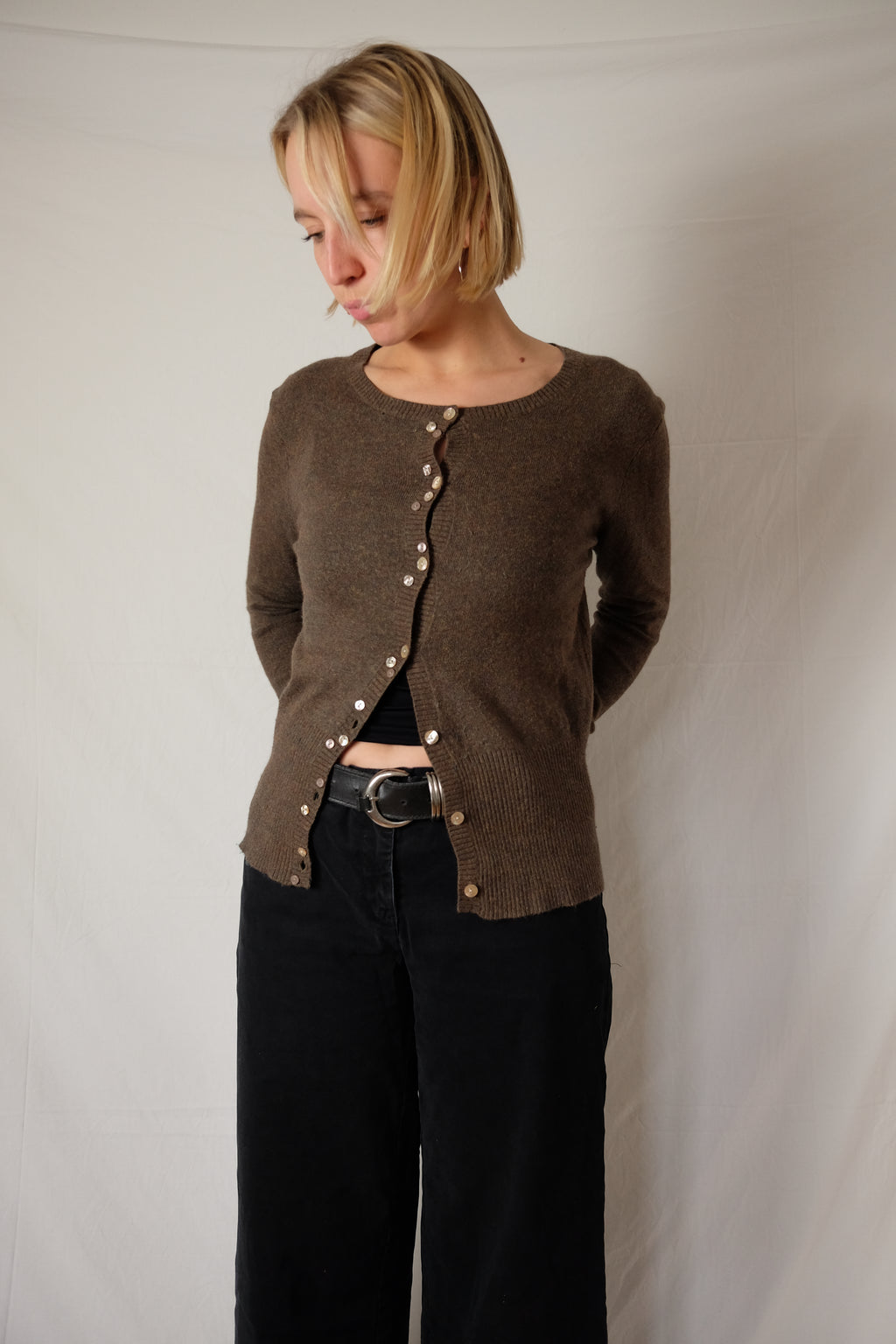brown / khaki Part Two button-up sweater