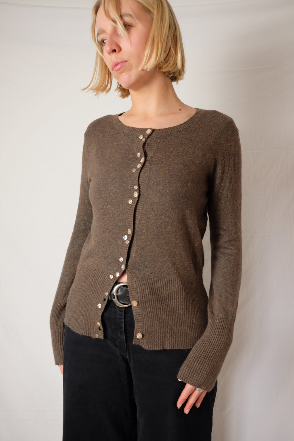 brown / khaki Part Two button-up sweater