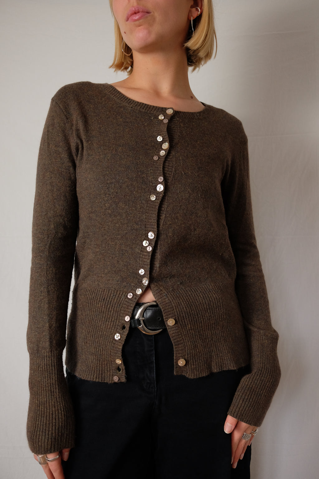 brown / khaki Part Two button-up sweater