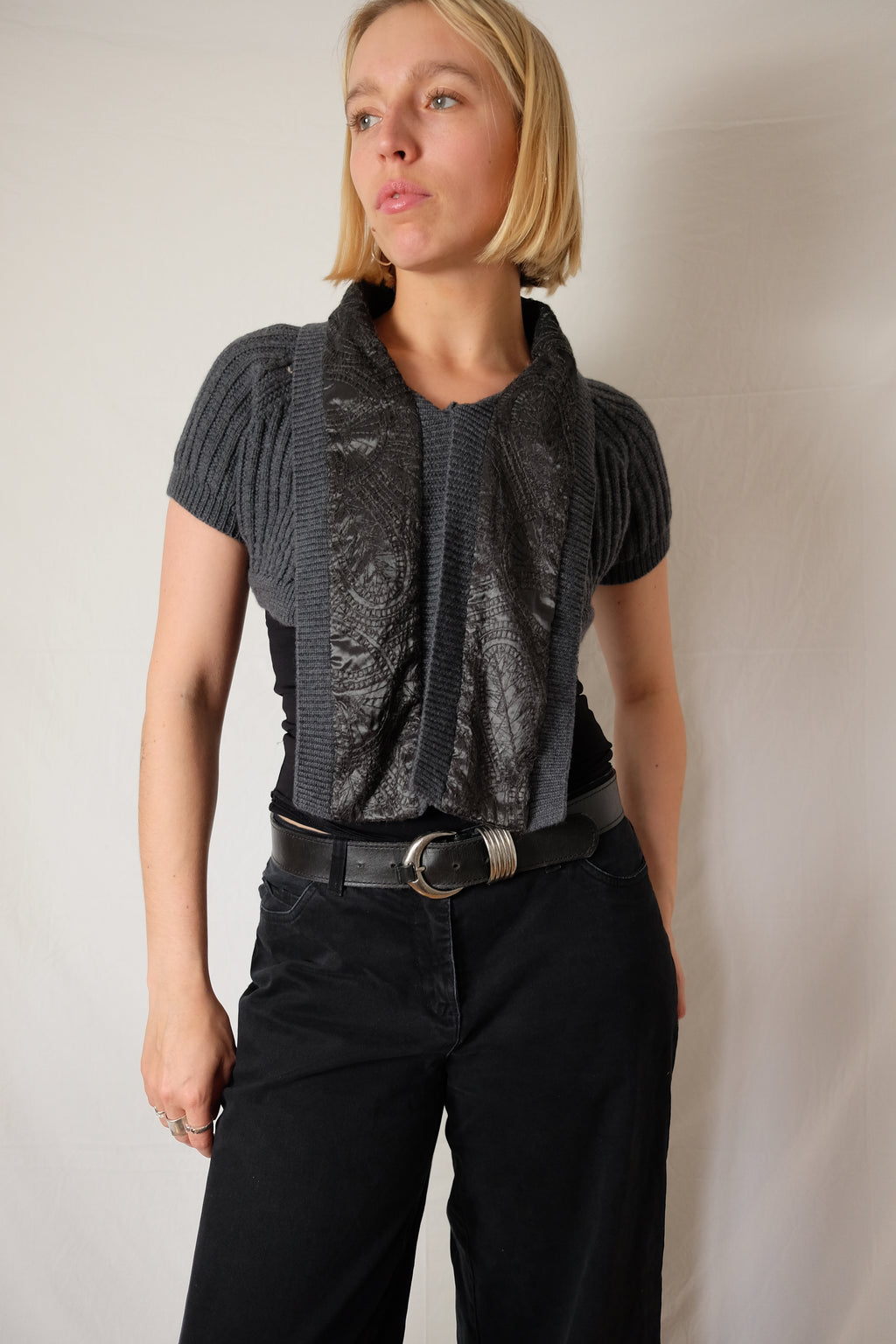 grey cropped bolero
