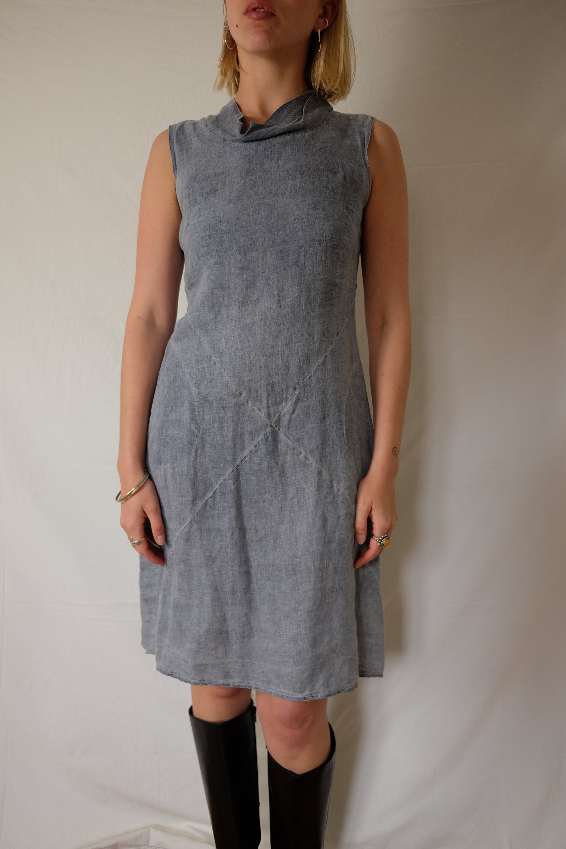 blue linen dress