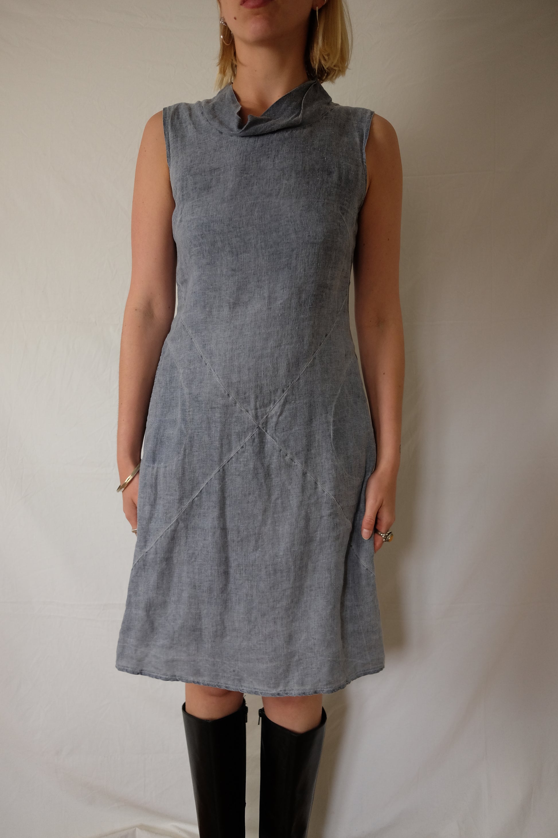 blue linen dress