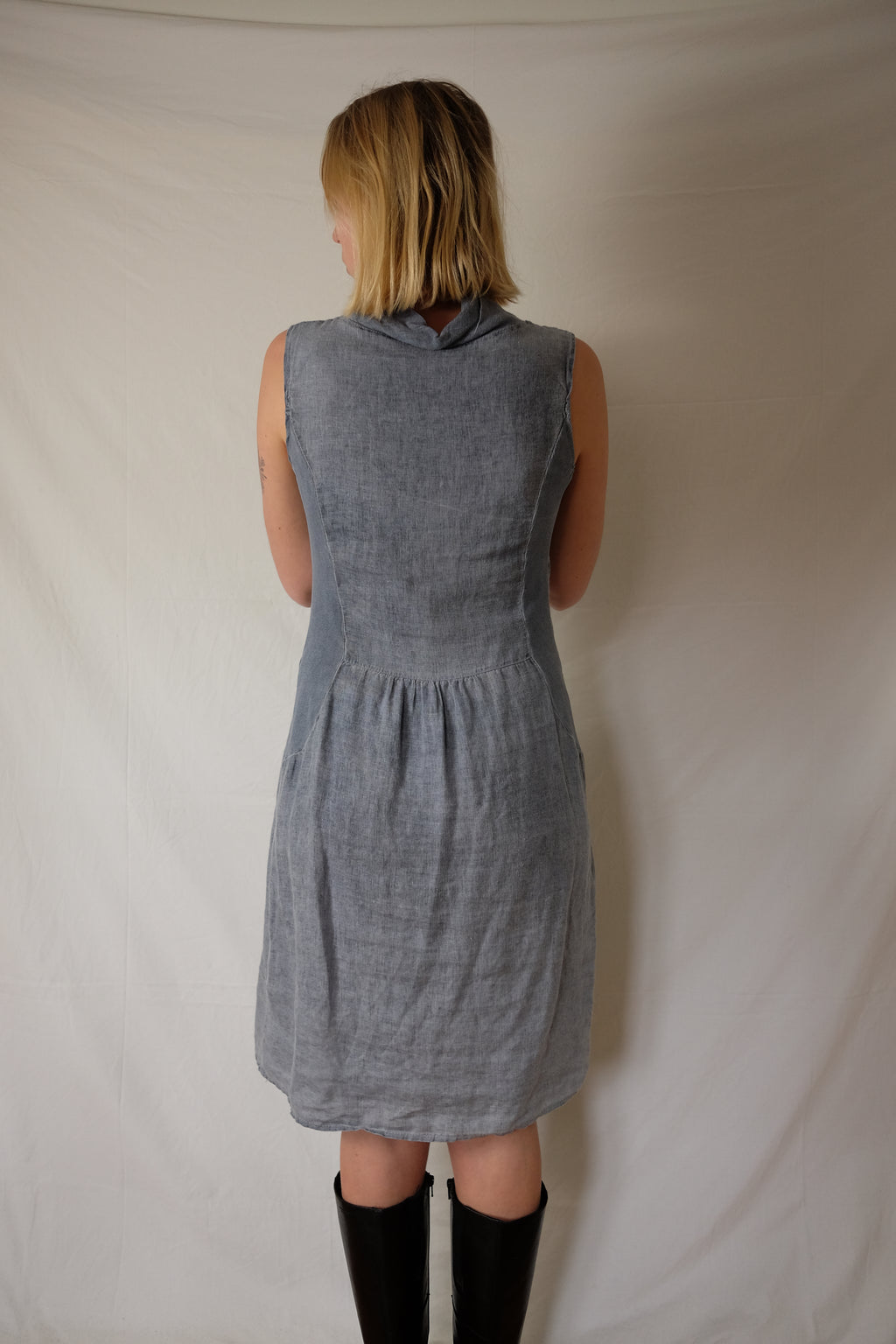 blue linen dress