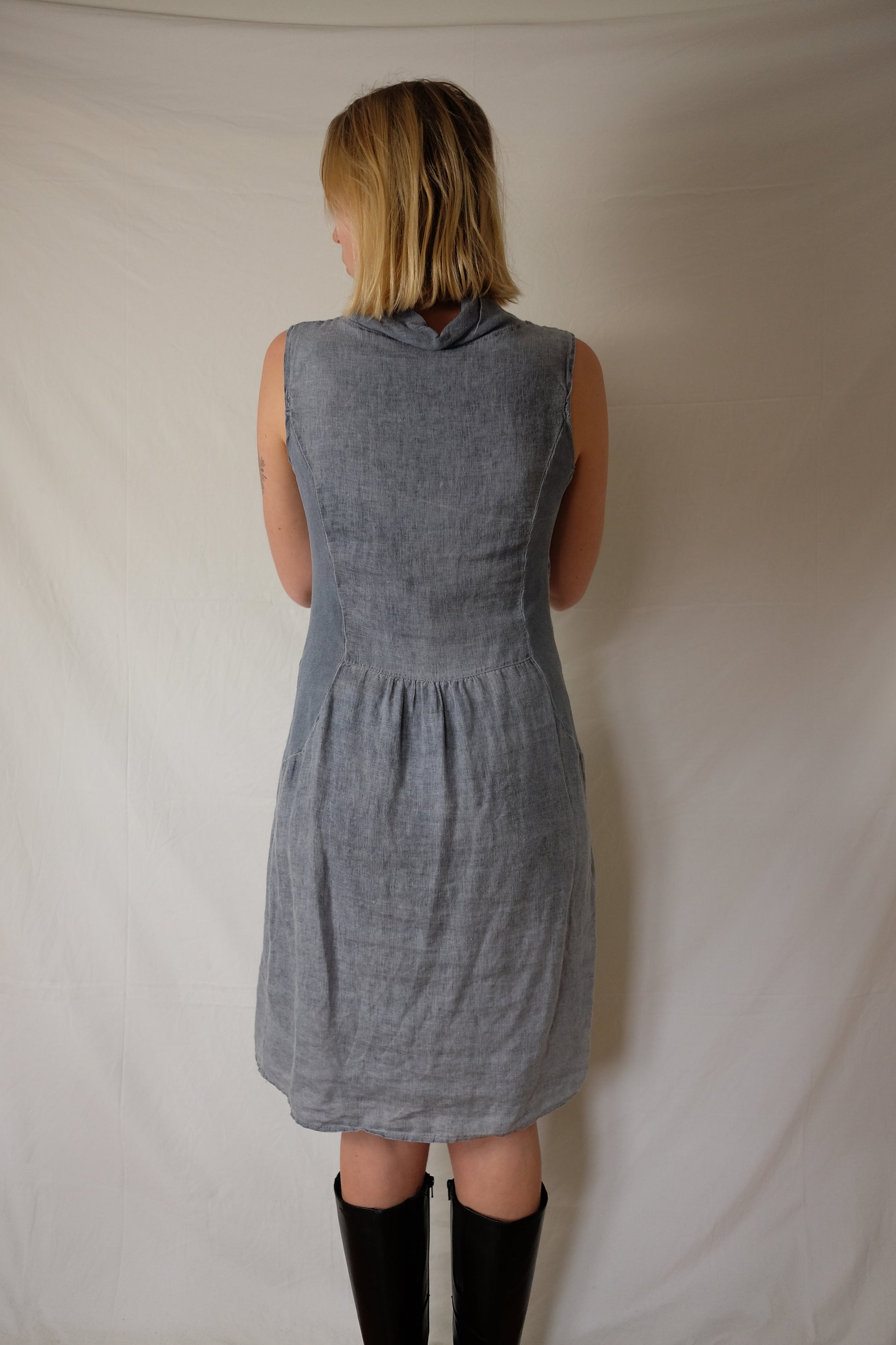 blue linen dress