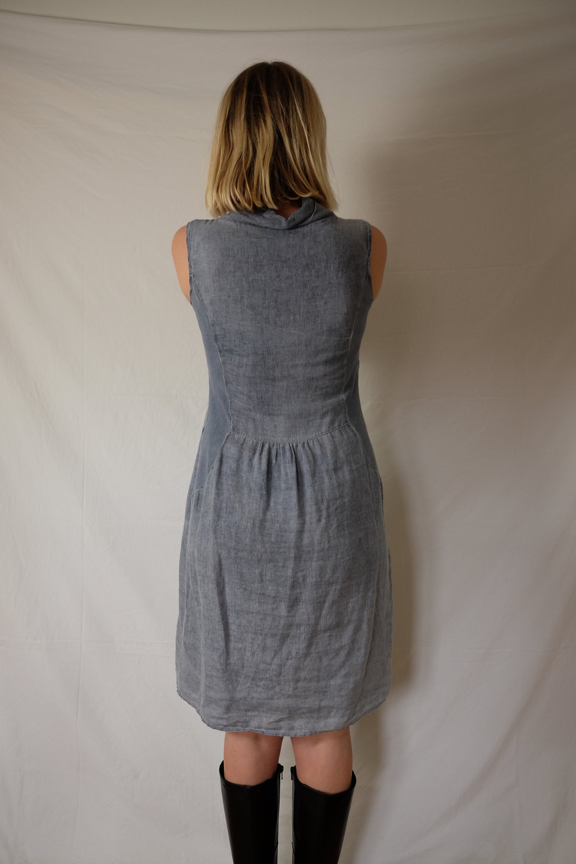 blue linen dress