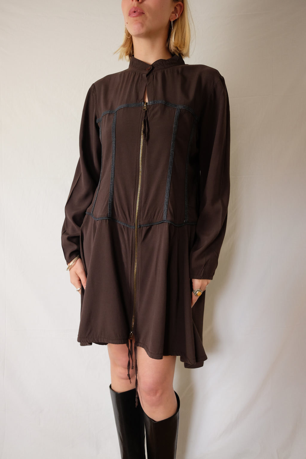 brown flowy Nill's dress