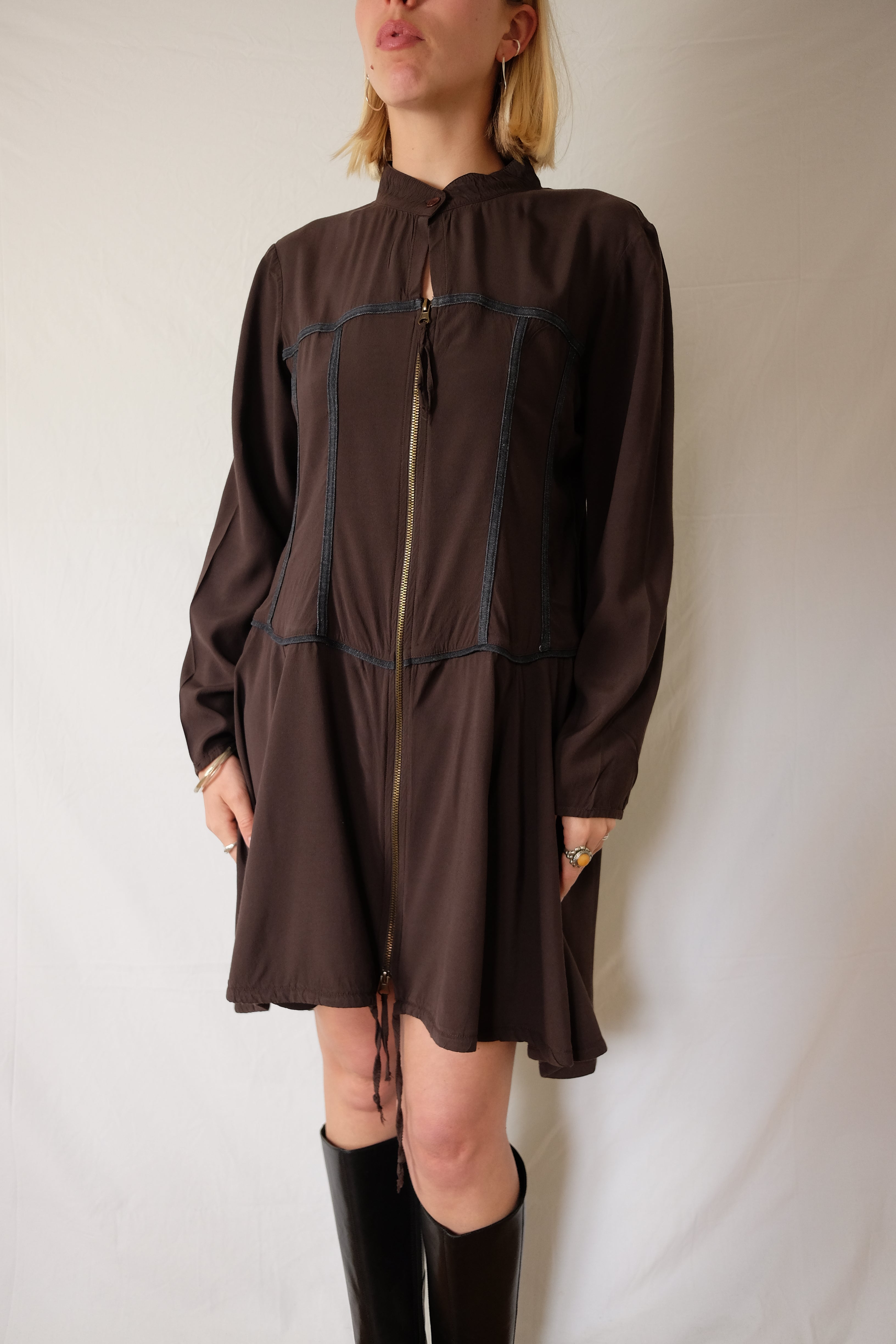 brown flowy Nill's dress
