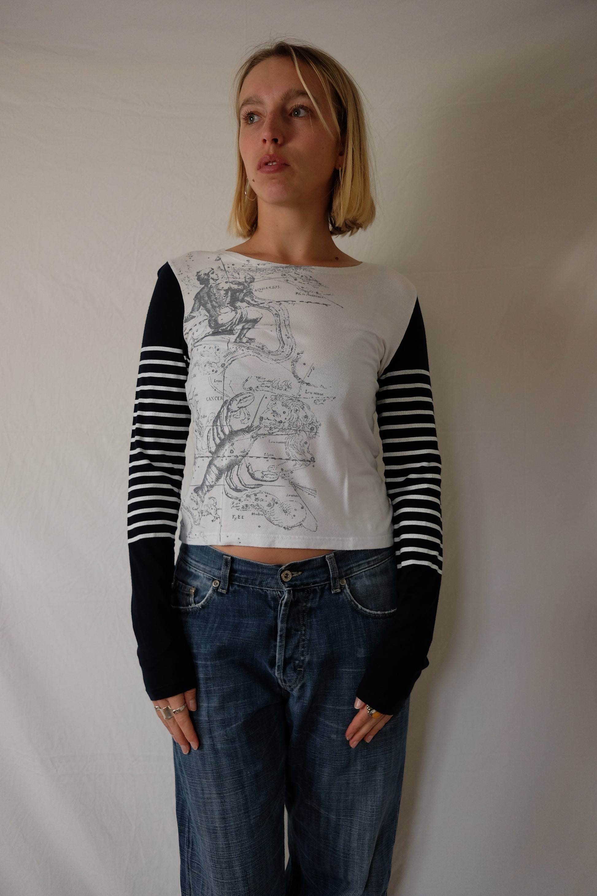 white ZNJ striped longsleeve