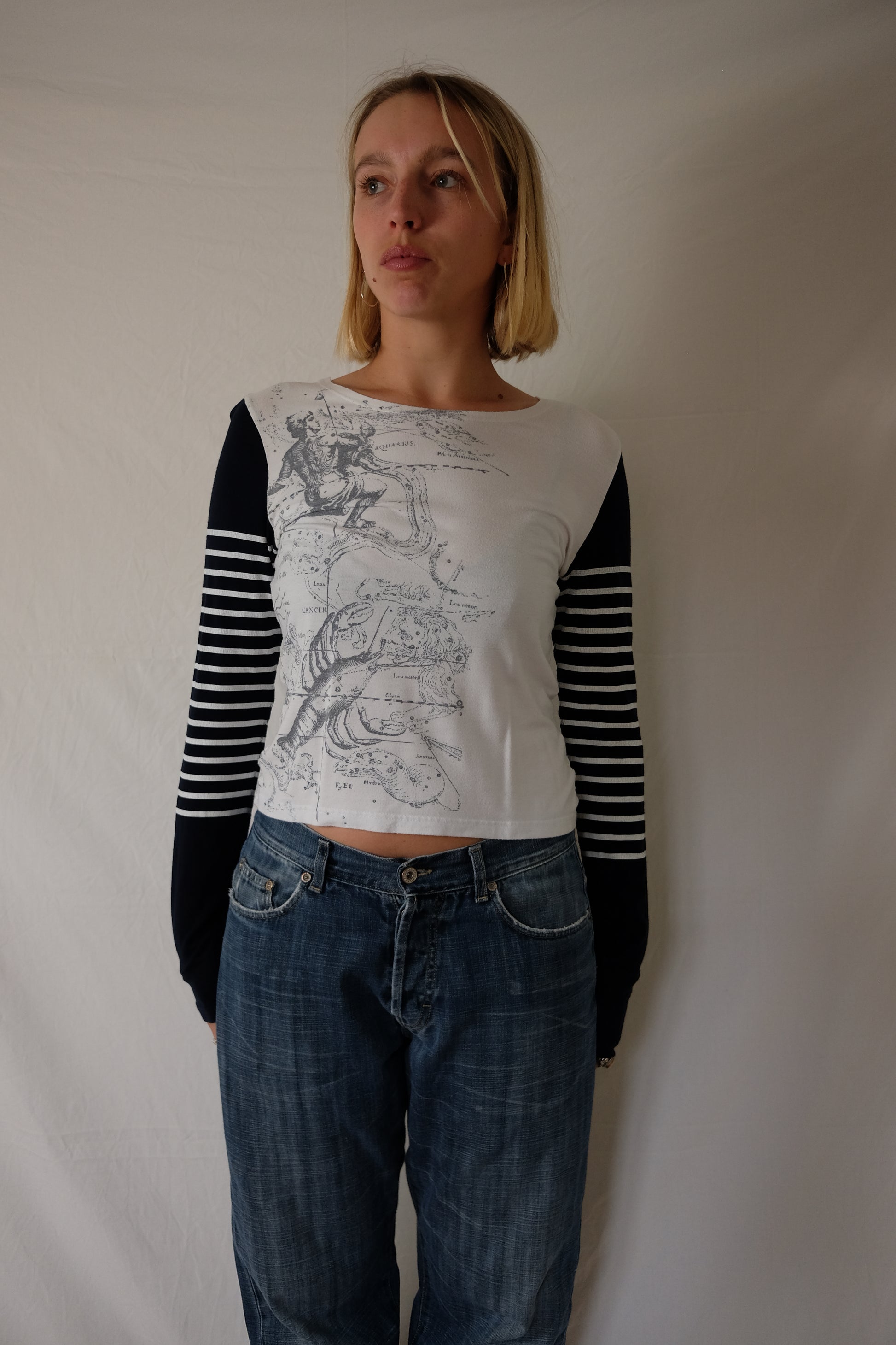 white ZNJ striped longsleeve