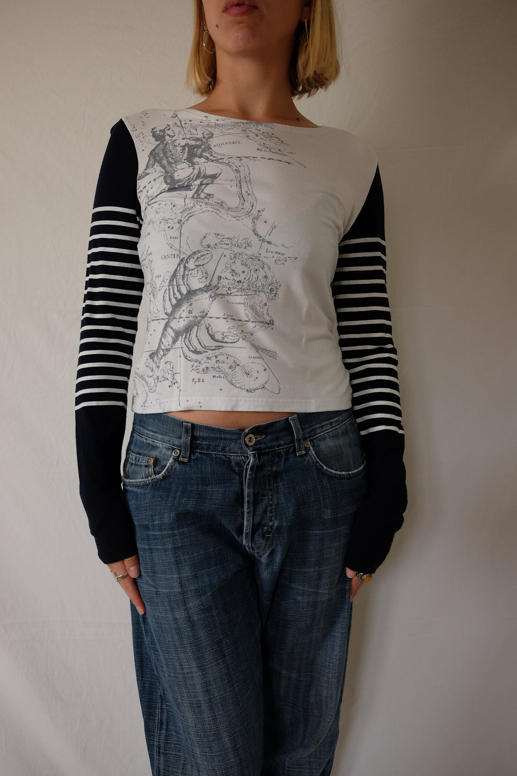 white ZNJ striped longsleeve