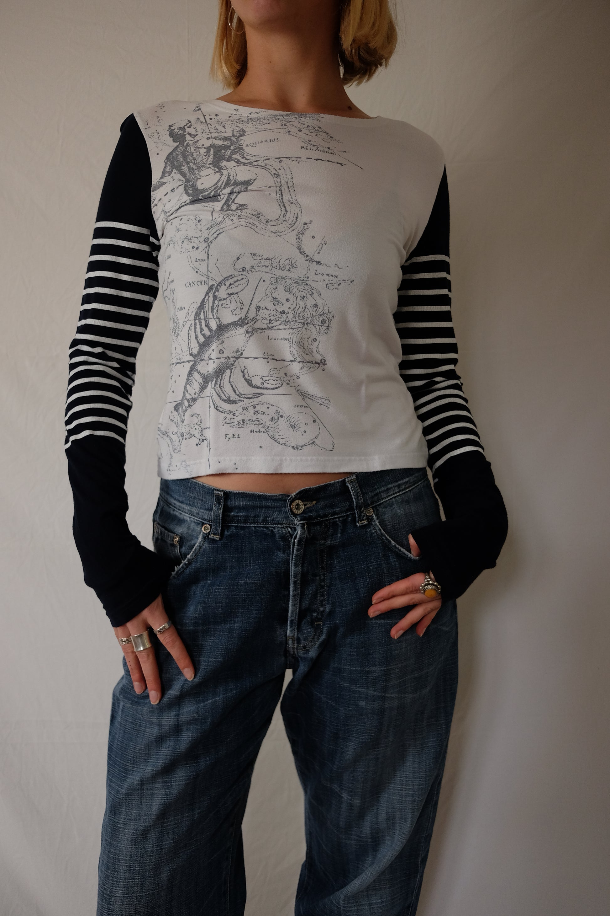 white ZNJ striped longsleeve