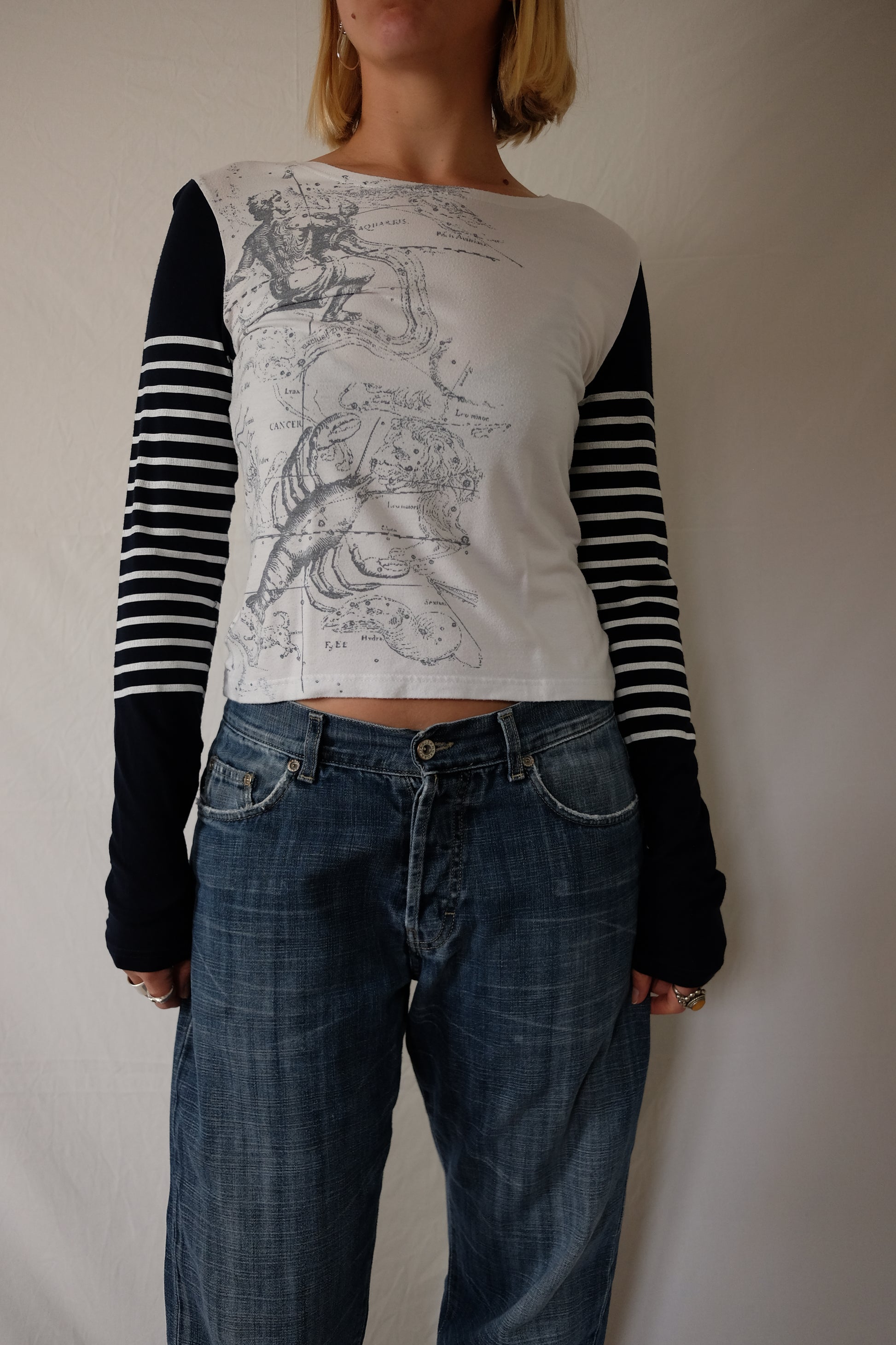 white ZNJ striped longsleeve