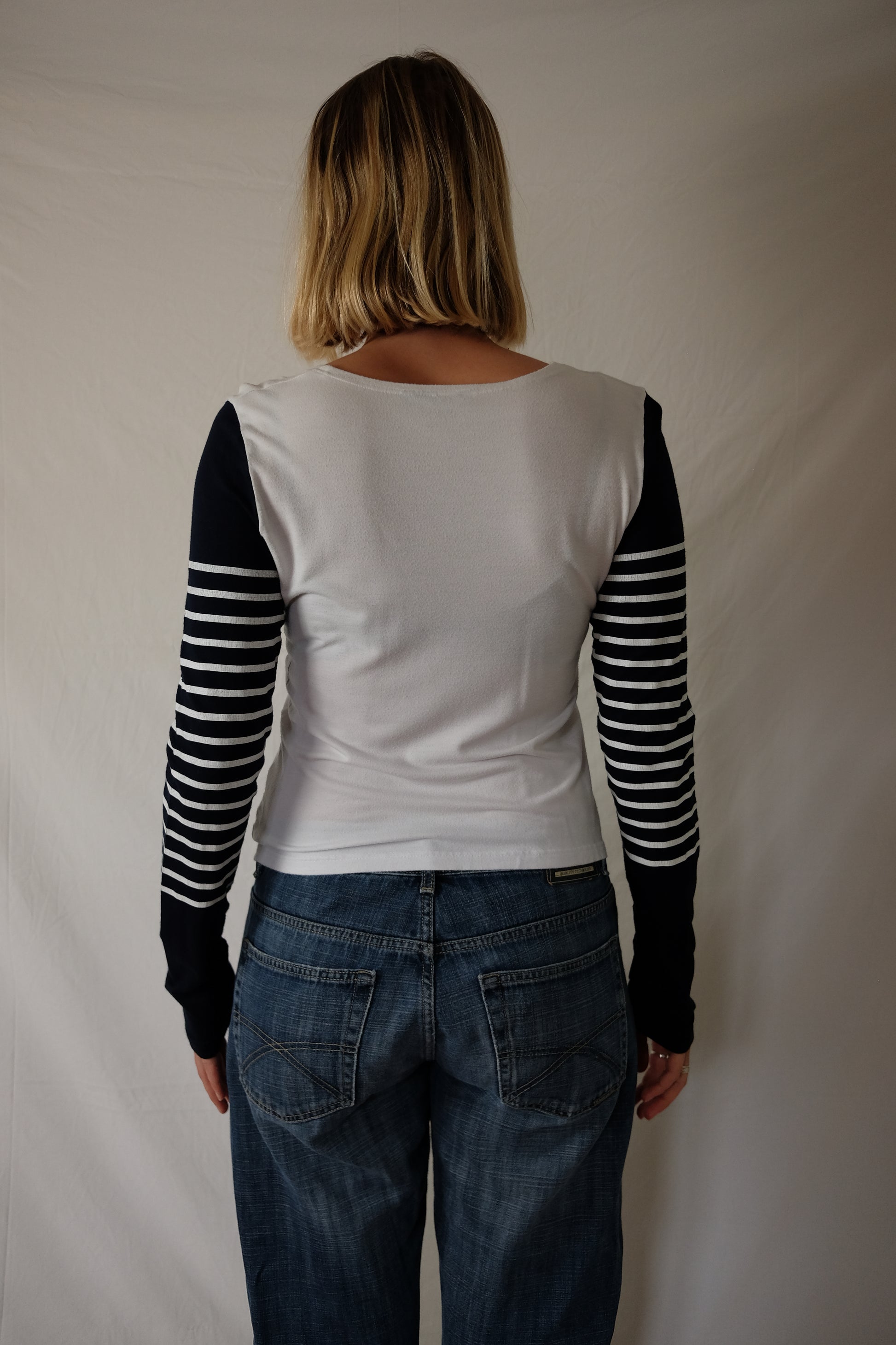 white ZNJ striped longsleeve